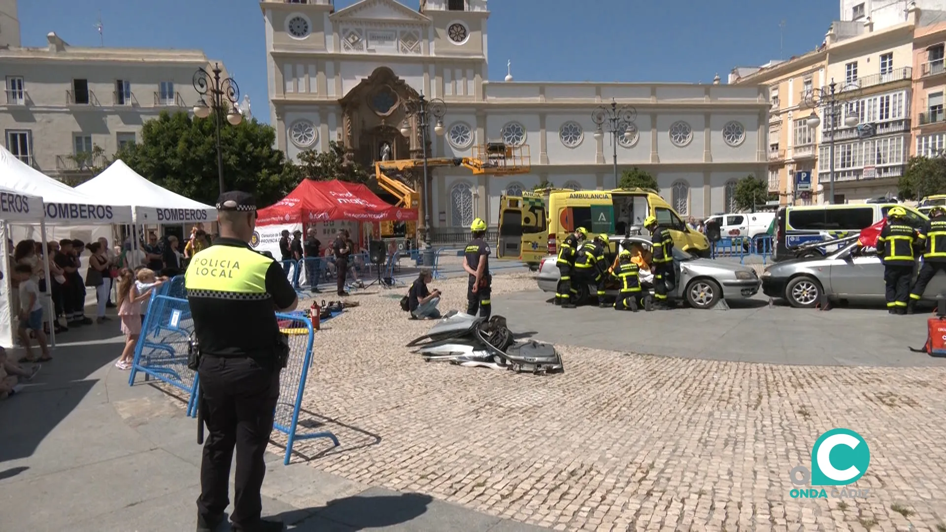 Imagen del simulacro en la Plaza de San Antonio 
