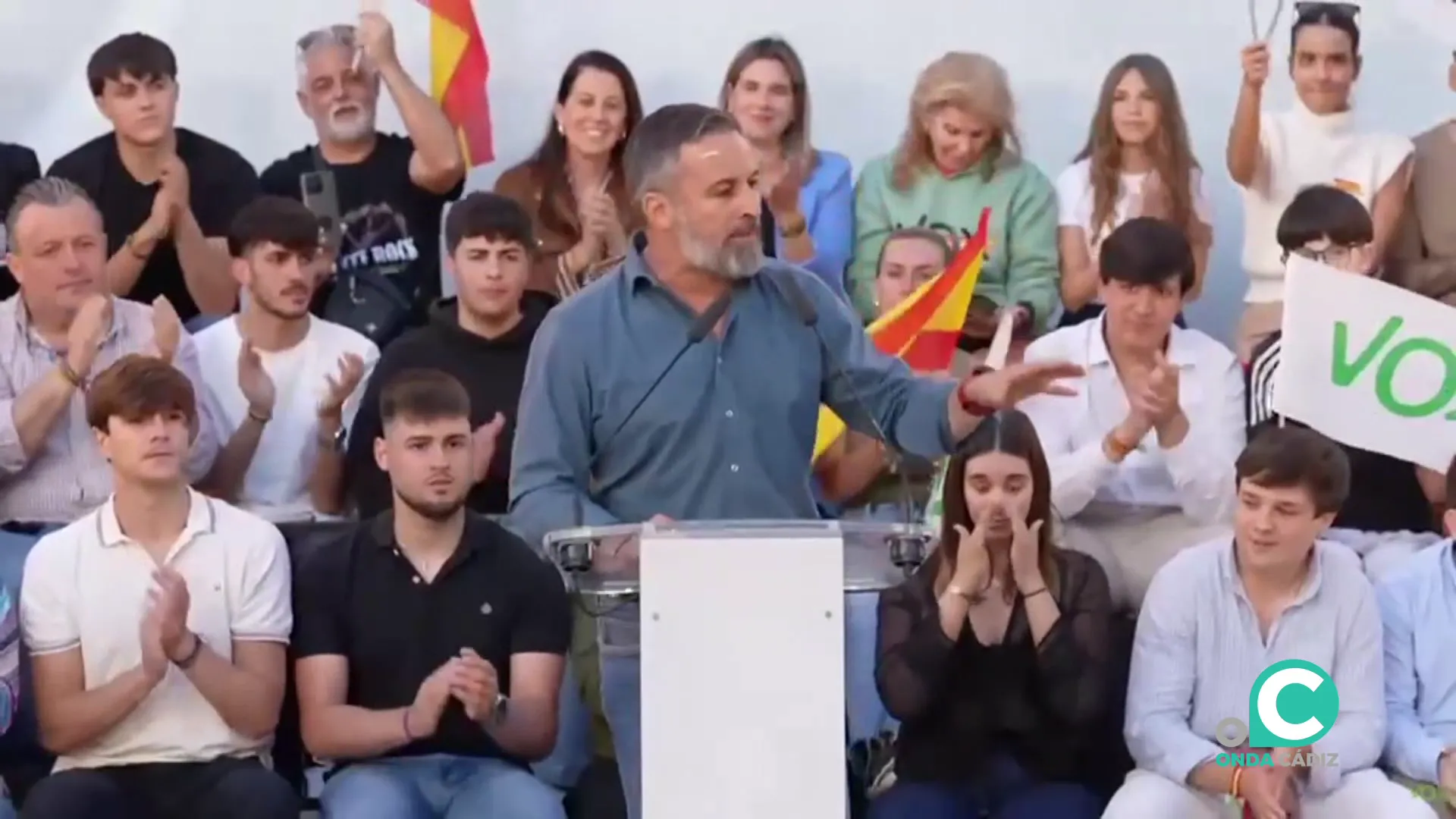 Un momento del discurso del dirigente de la formación en la localidad gaditana