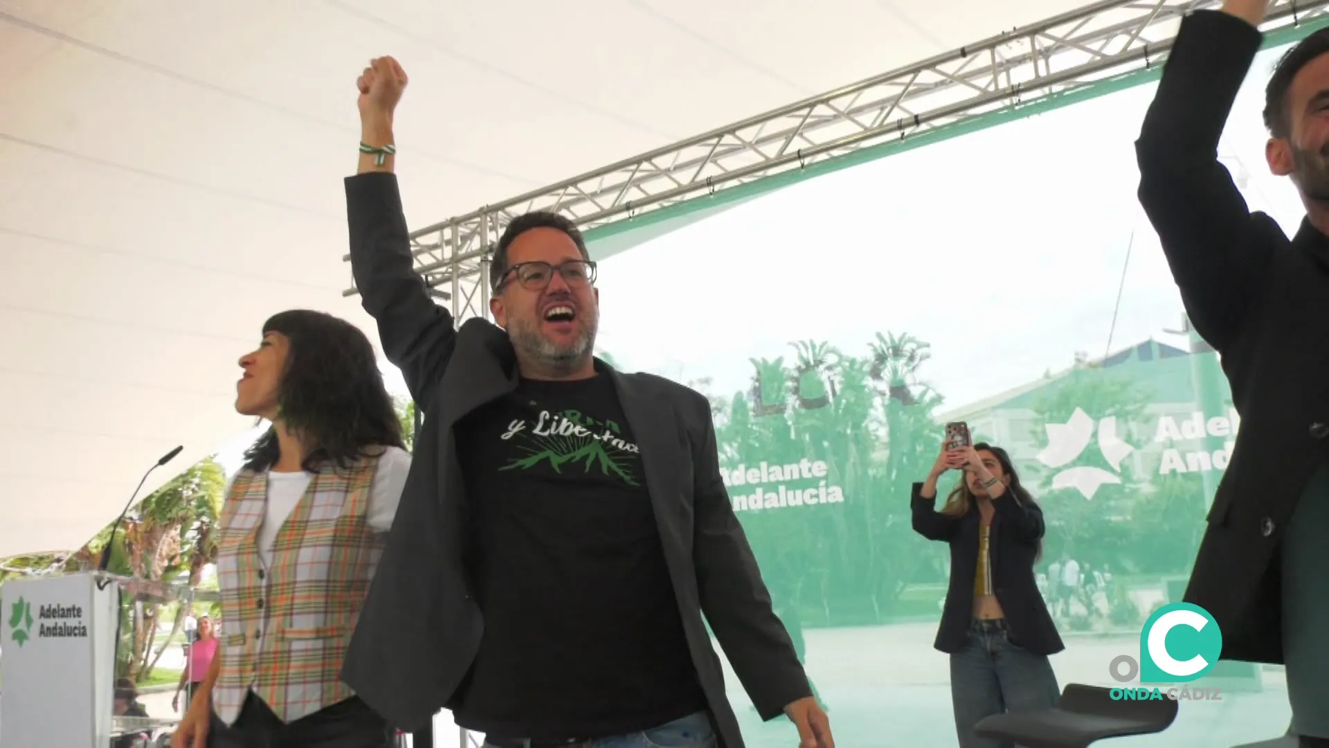 José Ignacio García en el mitín celebrado en la capital gaditana