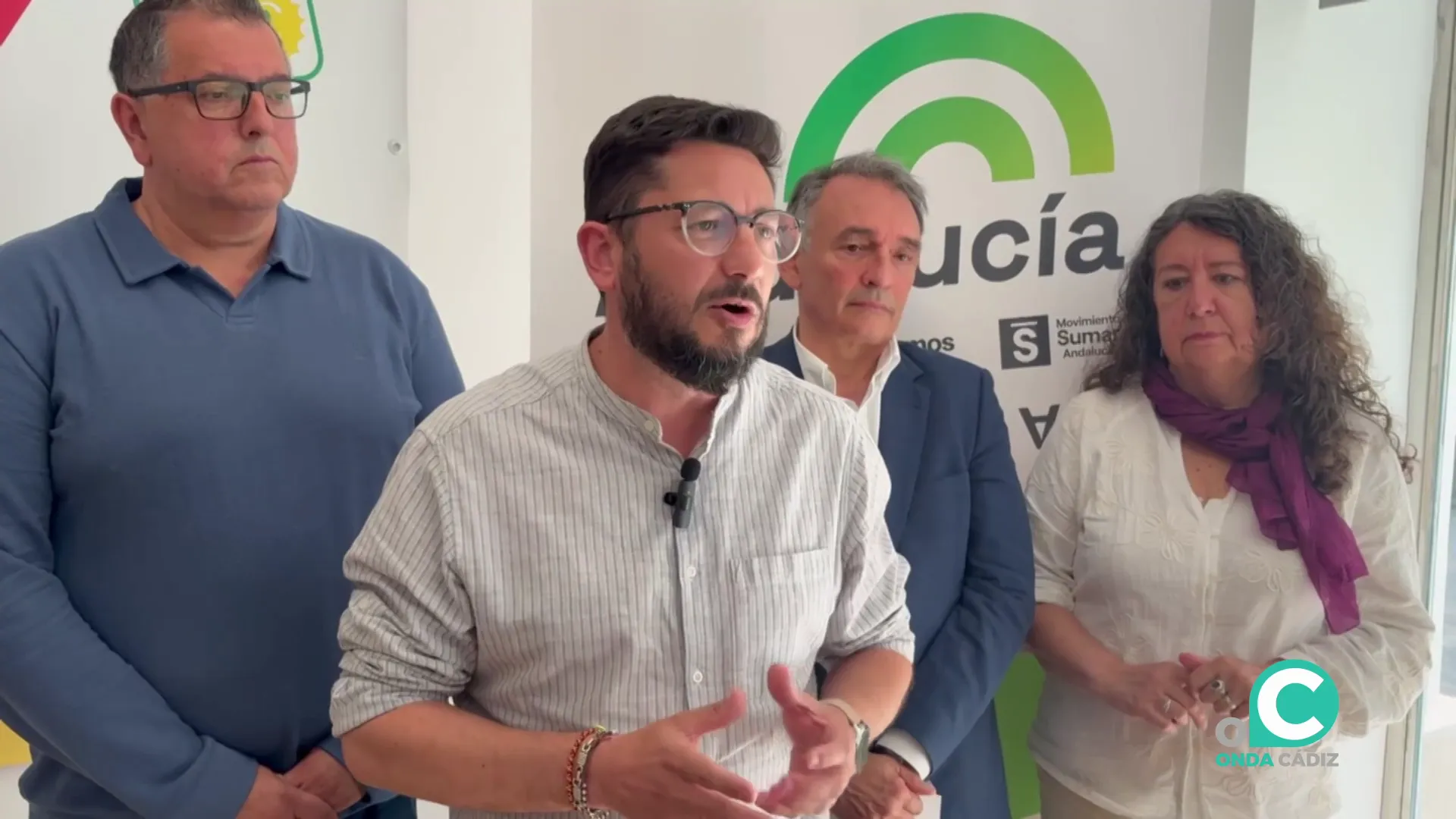 El candidato al Parlamento andaluz, Jorge Rodríguez, en un acto de campaña